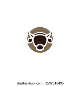 Cow Logo Design Vector Template. Isolated In Circle