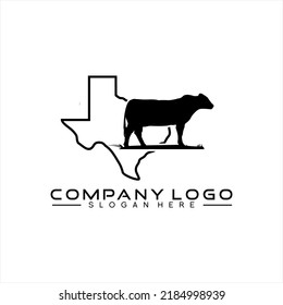Vector de diseño de logotipo de vaca con mapa de Texas