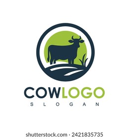 Cow Logo. Cow farm logo design vector. Vintage Cattle Angus Beef logo