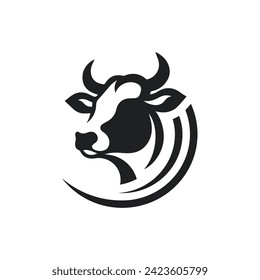 Cow Logo. Cow farm logo design vector. Vintage Cattle Angus Beef logo