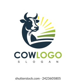 Cow Logo. Cow farm logo design vector. Vintage Cattle Angus Beef logo