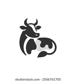 Cow Logo. Cow farm product logo design vector. Vintage Cattle Angus Beef logo