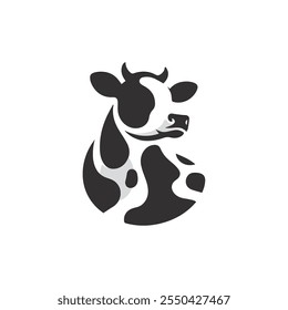 Logotipo de la vaca. Vector de diseño de logotipo de producto de granja de vacas. Plantilla de logotipo de leche natural fresca