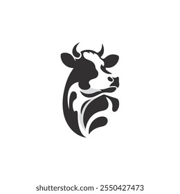 Logotipo de la vaca. Vector de diseño de logotipo de producto de granja de vacas. Plantilla de logotipo de leche natural fresca