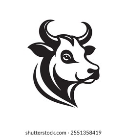 Logotipo Da Vaca. Vetor de design de logotipo de produto de fazenda de vacas. Logotipo do Vintage Cattle Angus Beef