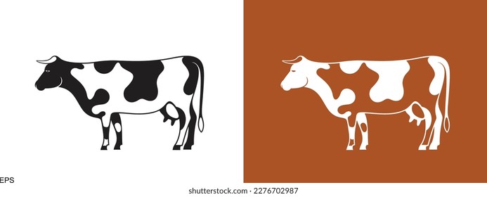 Cow logo. Isolated cow on white background