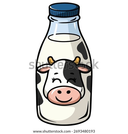 Cow logo milk bottle vector isolated white background