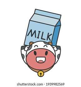 Cow logo with milk box
