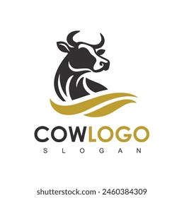 Kuh-Logo. Premien Cow Farm Produkt Logo Design Vektorgrafik. Klassisches Cattle Angus Beef Logo