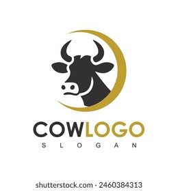 Logo de Cow. Vector de diseño de logotipo de producto Premium Cow farm. Logo de Antiguas Cattle Angus Beef