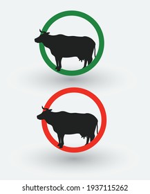 Cow logo Silhouette with red and green circle.