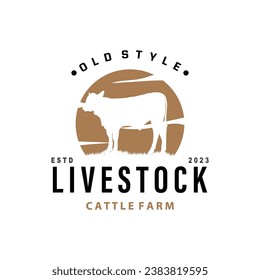 Cow Logo, Simple Cattle Farm Design, Livestock Silhouette, Vector Badge For Business Brand