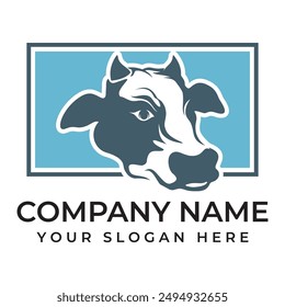 Diseño de ilustración de Vector de Plantilla de logotipo de vaca