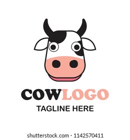 cow logo with text space for your slogan / tagline, vector illustration