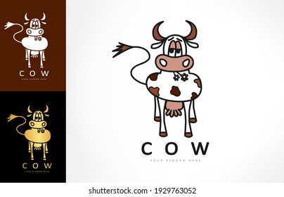 Cow logo vector. Animal design.