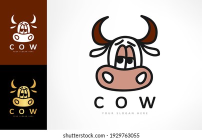 Cow logo vector. Animal design.