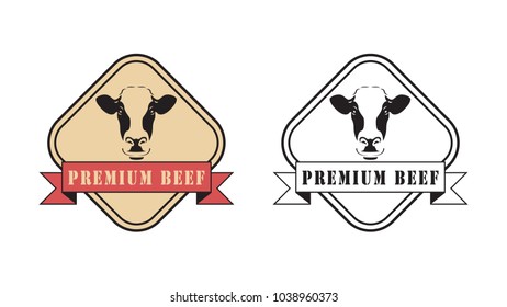 Cow logo vector. premium beef logo vector.