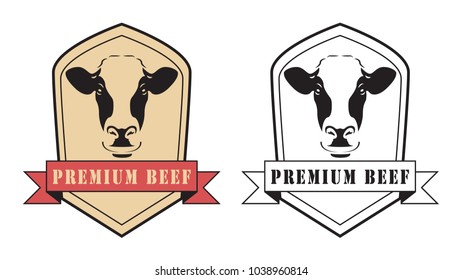 Cow logo vector. premium beef logo vector.