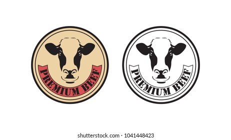 Cow logo vector. Premium beef logo vector.