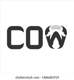 Cow logotype. Head of cow in the letter W. vector logo.