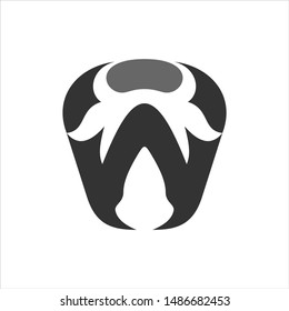 Cow logotype. Head of cow in the letter W. vector logo.