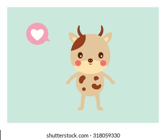 cow love card vector