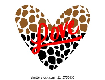 cow love heart, animal print vector