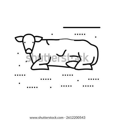cow lying down line icon vector. cow lying down sign. isolated contour symbol black illustration