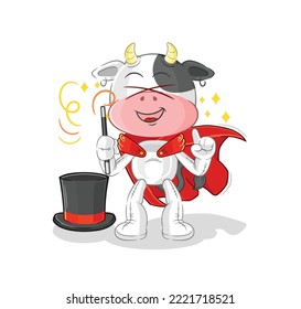 the cow magician illustration. character vector