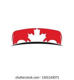 Cow and Maple Logo. Canada Symbol. Vector Icon.