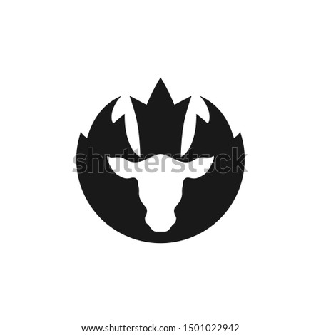 Cow and Maple Logo. Canada Symbol. Vector Icon.