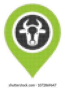 Cow Marker halftone vector icon. Illustration style is dotted iconic Cow Marker icon symbol on a white background. Halftone matrix is round elements.