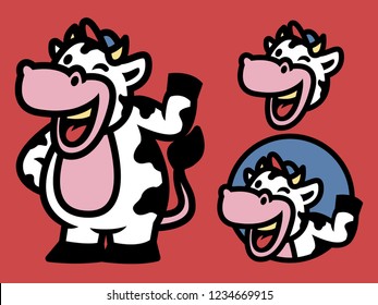 Cow mascot badge logo icon vector