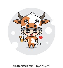 Cow mascot cute characters activity illustration