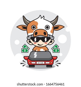 Ilustración de actividad de personajes lindos de mascota de vacas
