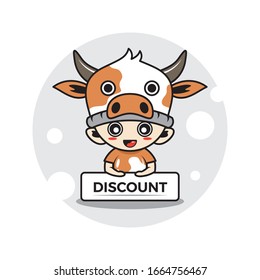 Cow Mascot süße Zeichen Aktivitätsgrafik