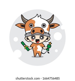 Cow mascot cute characters activity illustration