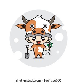 Cow mascot cute characters activity illustration