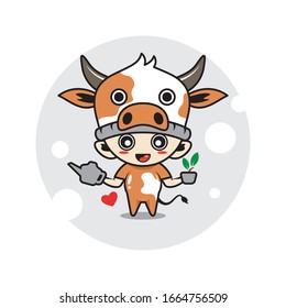 Cow mascot cute characters activity illustration