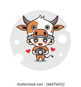 Ilustración de actividad de personajes lindos de mascota de vacas