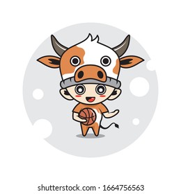 Ilustración de actividad de personajes lindos de mascota de vacas