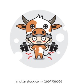Cow Mascot süße Zeichen Aktivitätsgrafik