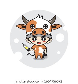 Cow mascot cute characters activity illustration
