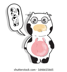 Cow Mascot is hand drawn in vector.