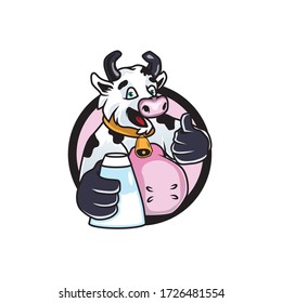 Cow mascot logo illustration template