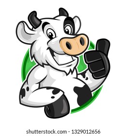 Cow Mascot Logo, Vector Cartoon Of Cow Character For Logo Template