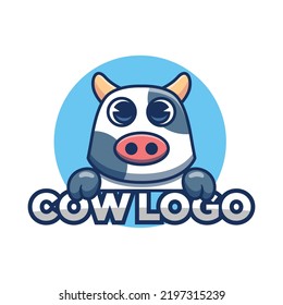Cow mascot logo vector illustration.