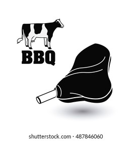 Cow meat bbq and grill menu icon. Steak house food and restaurant theme. Isolated design. Vector illustration