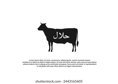 cow meat halal icon butchery silhouette logo design