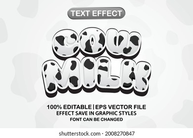 Cow Milk 3d Editable Text Effect